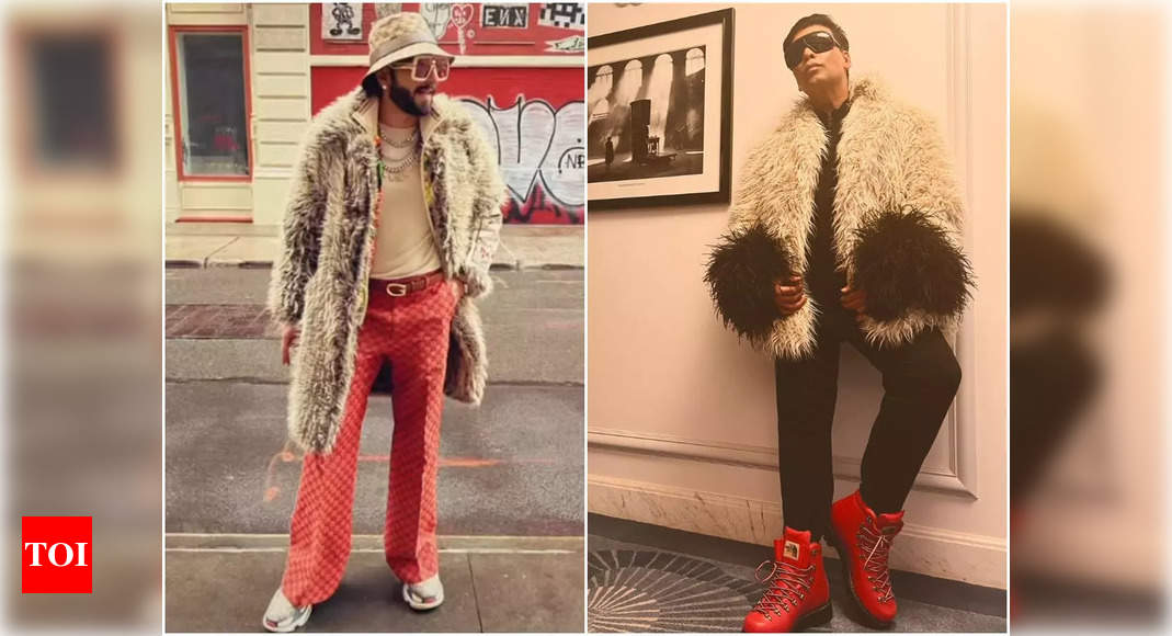 Ranveer Singh or Karan Johar - who pulled off the faux feather jacket  better?