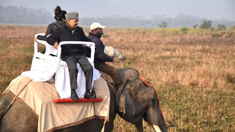 Photos of President Kovind's elephant safari at Kaziranga National Park