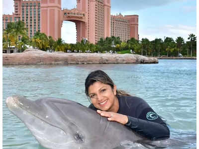 Rambha holidays in Bahamas after a long gap; shares photos with Dolphins