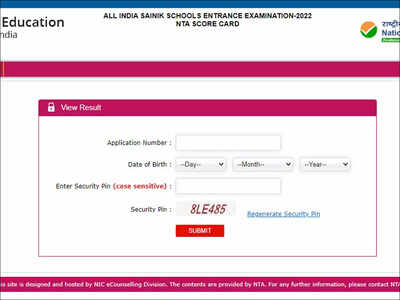 Sainik School Result 2022 announced for admission to Class 6th 9th at aissee.nta.nic.in Times of India