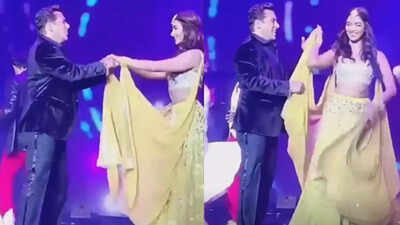 Watch: Pooja Hegde smartly manages a wardrobe malfunction during her performance with Salman Khan