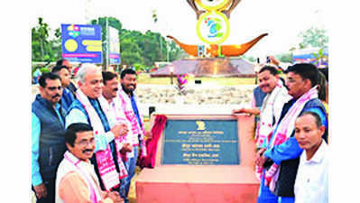 Union min Teli inaugurates roundabout in Dibrugarh