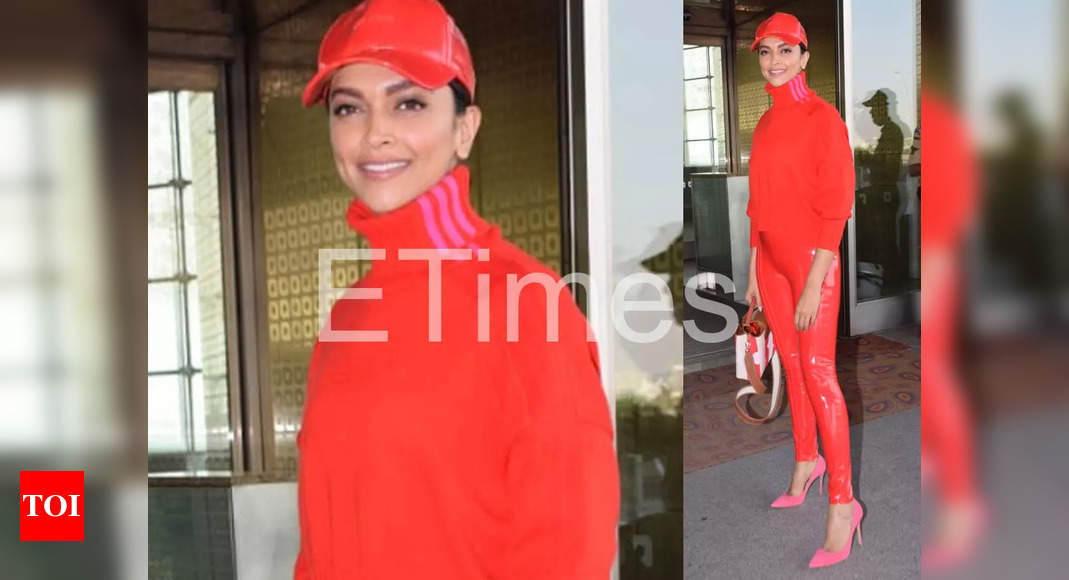 Deepika Padukone looks fiery in red hot leather pants and sweater as he heads to Spain for ‘Pathaan’ shoot – Times of India
