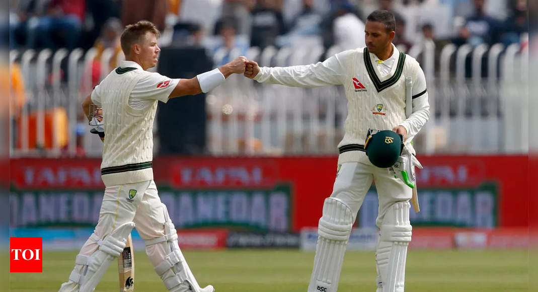 Usman Khawaja misses hundred for Australia as Pakistan Test hit by rain | Cricket News – Times of India