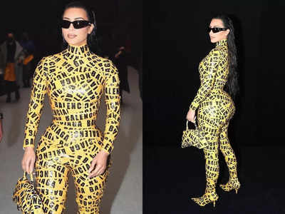 Kim Kardashian wears shipping tape to Balenciaga show at Paris Fashion Week