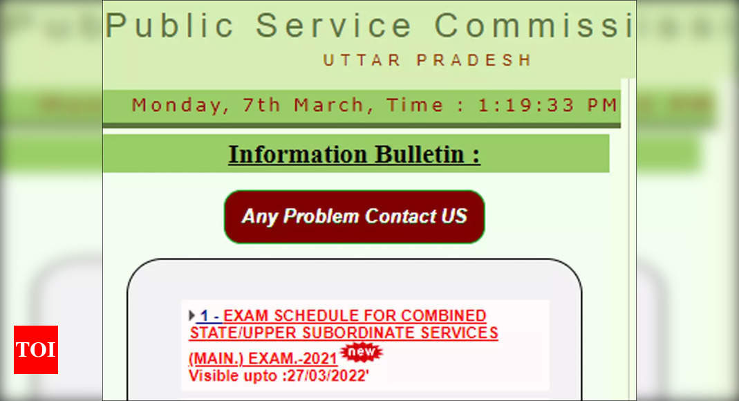 UPPSC PCS mains exam 2022 to be conducted from March 23 to 27 – Times of India