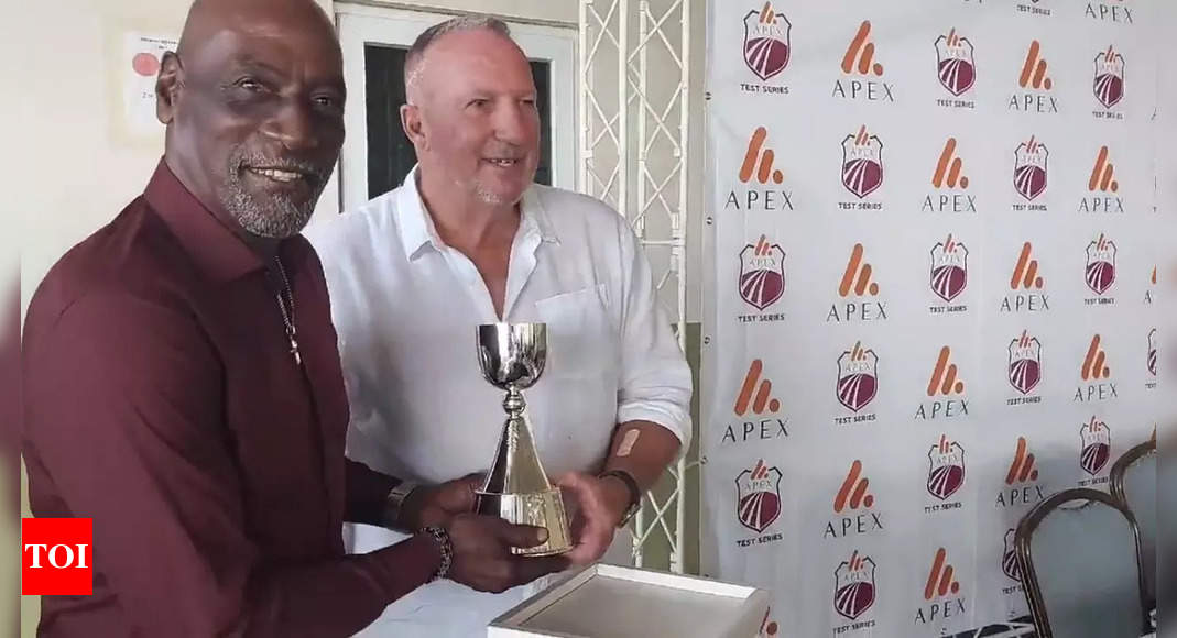 Richards, Botham unveil design of eponymous trophy ahead of England-West Indies series | Cricket News – Times of India