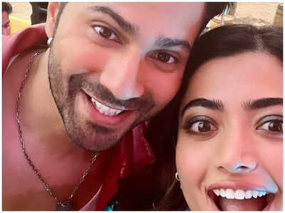Rashmika Mandanna and Varun Dhawan come together for a happy selfie on the sets as they shoot together