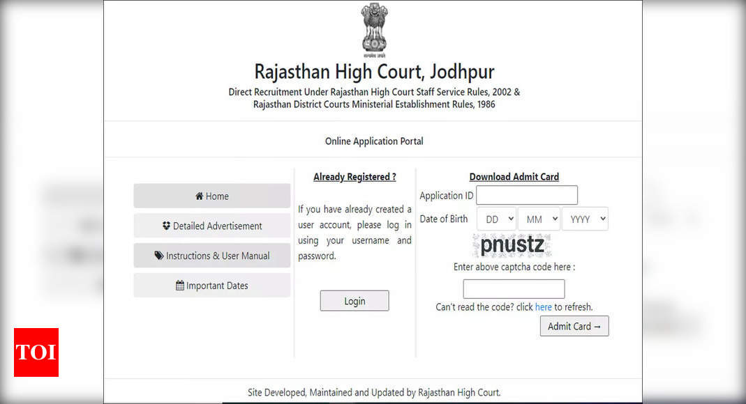 Rajasthan High Court LDC 2022 Admit Card out, download here – Times of India