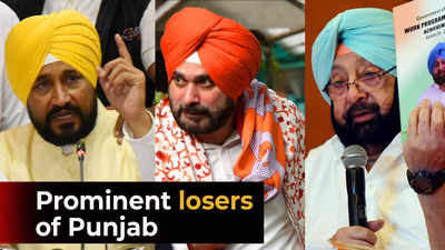 Prominent losers: Channi, Amarinder, Sidhu, Badals - the mighty bite the dust in Punjab as AAP heading towards poll sweep | India News - Times of India