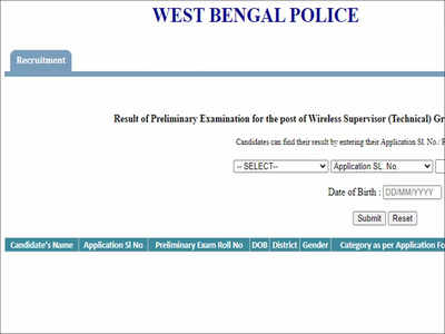 WB Police Wireless Supervisor preliminary result 2022 announced @wbpolice.gov.in, here's the direct link