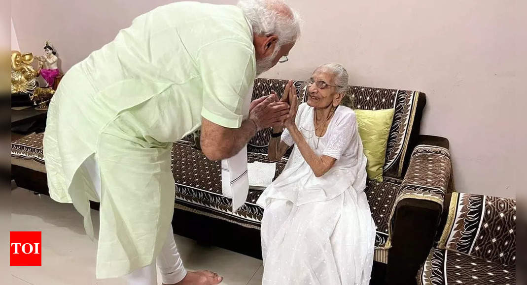 PM Modi meets his mother Heeraben at her Gandhinagar residence in Gujarat | India News – Times of India