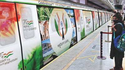 Bengaluru: Metro train wrapped in messages on 75 years of Independence unveiled
