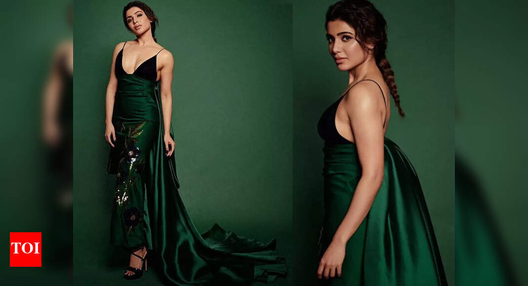 samantha ruth prabhu green dress slams those criticizing her bold gown: Can we stop judging a woman based on the hemlines & necklines | Hindi Movie News Occasion:Spring