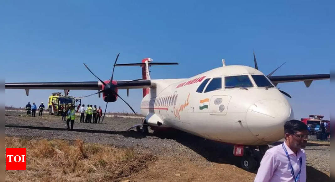alliance air:   Alliance Air ATR veers off runway on landing at Jabalpur, everyone onboard safe | India News – Times of India