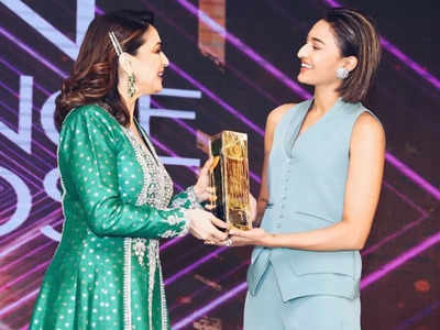 Madhuri Dixit's compliment makes Erica Fernandes go 'dhak dhak'; latter shares on-stage conversation with the Bollywood actress