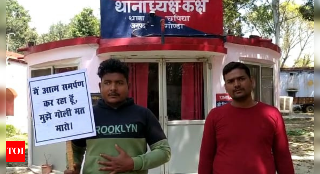 Goon surrenders with placard: &lsquo;Don&rsquo;t shoot me&rsquo;