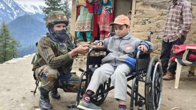 Jammu and Kashmir: Indian Army brings smile to disabled child in Kishtwar, provides wheel chair to him