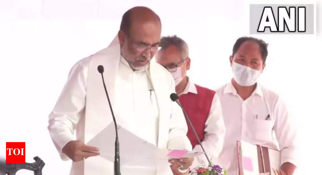 N Biren Singh takes oath as CM of Manipur