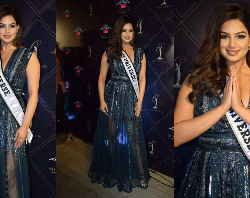 
Miss Universe Harnaaz Kaur Sandhu looks stunning at her homecoming bash
