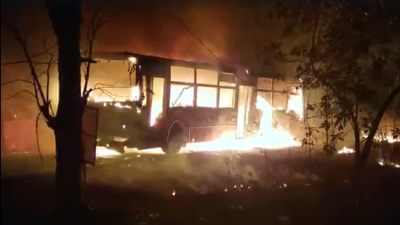 Kalyan-Dombivli: KDMT bus catches fire near Haji Malang, none injured