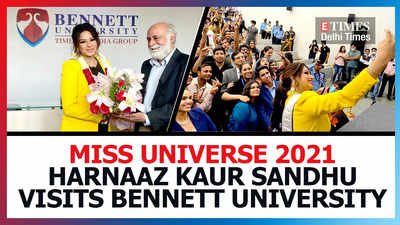 Miss Universe 2021 Harnaaz Kaur Sandhu visits Bennett University