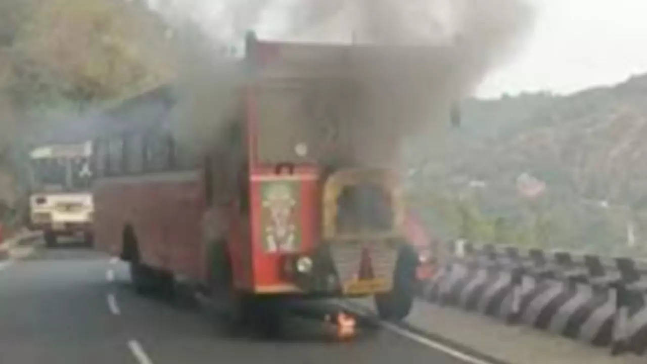 Andhra Pradesh TTD s bus catches fire on Tirumala ghat road