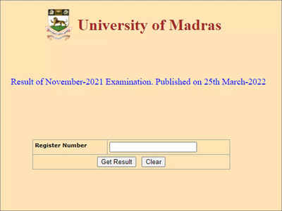 Madras University Results for November 2021 examination announced, check here