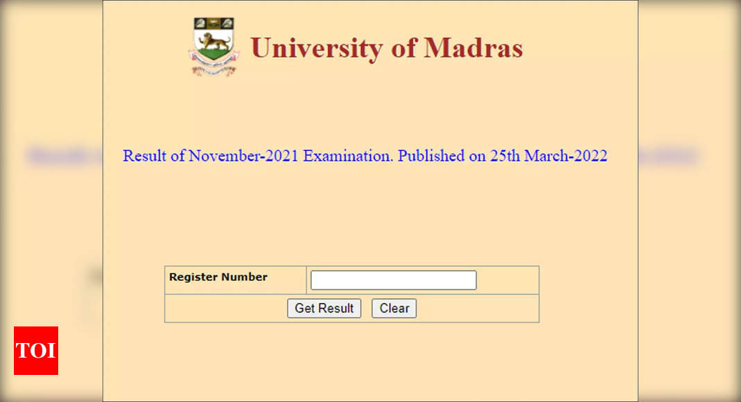 Madras University Results 2021 For November Examination Announced ...