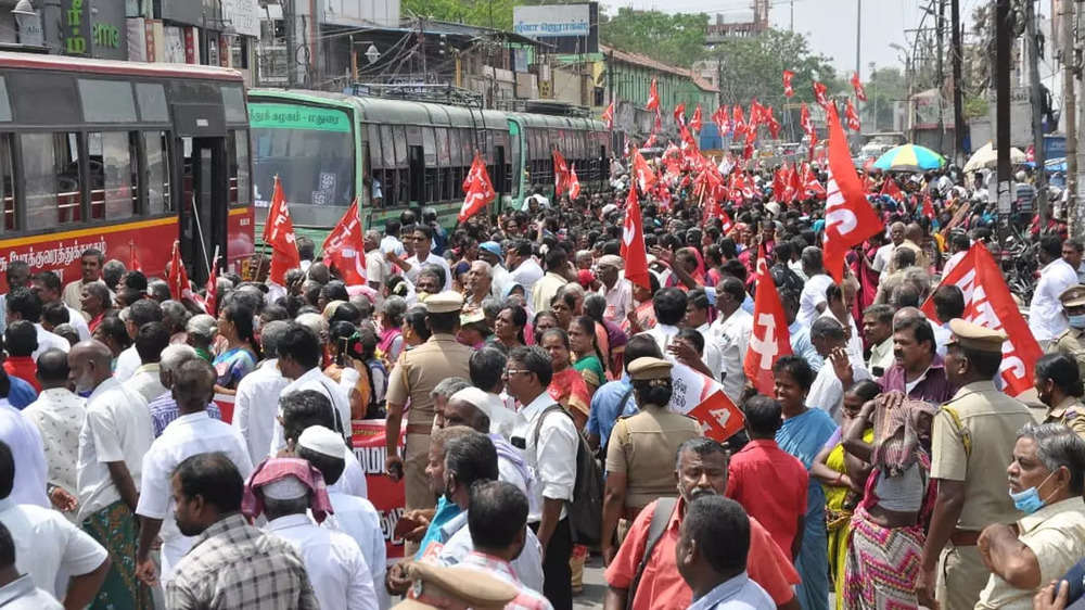 Photos of two-day nationwide strike by central trade unions
