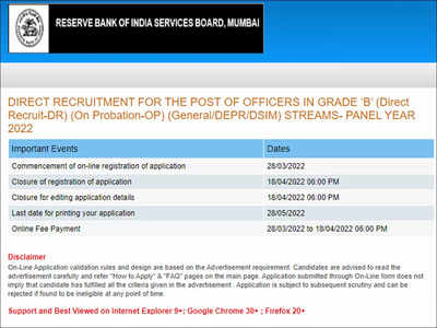 RBI Grade B Recruitment 2022: Apply Online For 300+ Vacancies @rbi.org ...