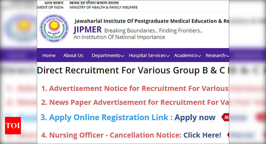 JIPMER Recruitment 2022: Today Is The Last Day To Apply For 143 Group B ...