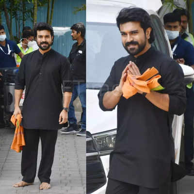 Why Ram Charan walked barefoot in black attire in Mumbai | Telugu Movie ...