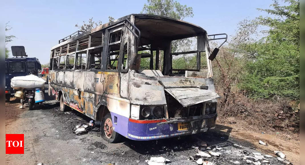 Deva Gurjar Kota News: Villagers set afire bus in protest against ...