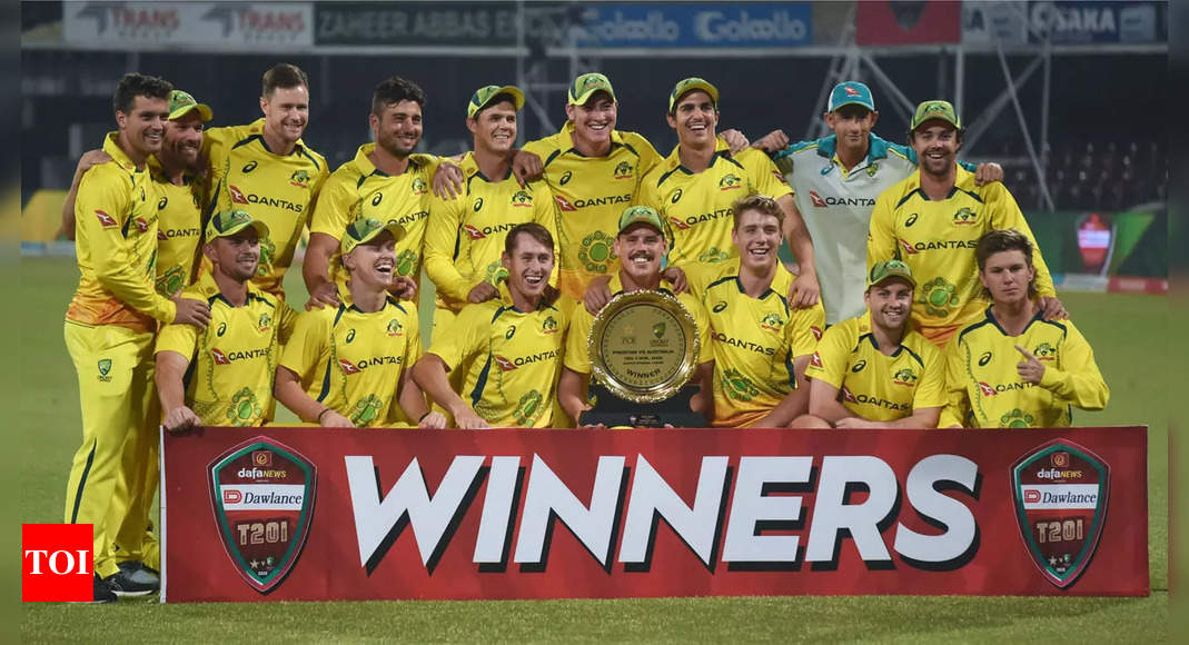Pakistan vs Australia: Aaron Finch, Nathan Ellis help world champions Australia beat Pakistan in one-off T20I | Cricket News – Times of India