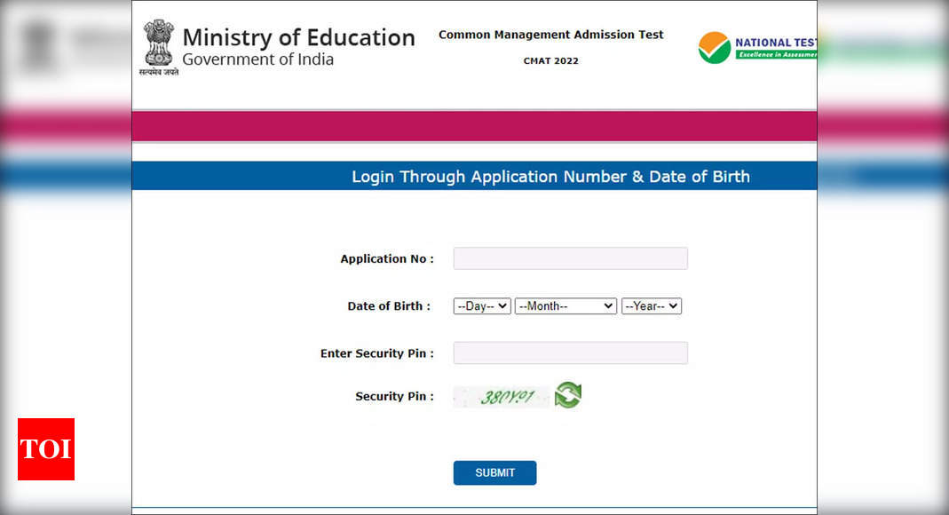 CMAT 2022 Admit Card released at cmat.nta.nic.in, download here – Times of India