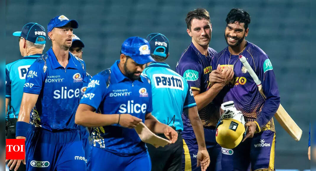 IPL 2022, Kolkata Knight Riders vs Mumbai Indians Highlights: Pat Cummins equals record for fastest IPL fifty as KKR beat MI by 5 wickets | Cricket News – Times of India