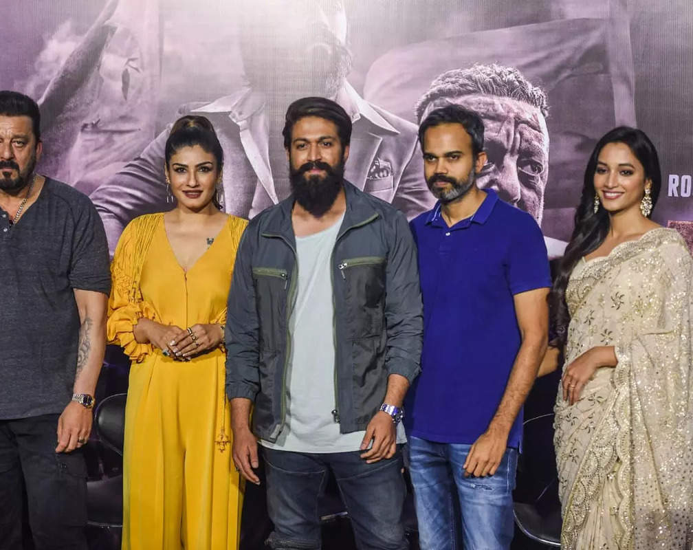 
Yash, Sanjay Dutt and Raveena Tandon step out to promote KGF 2

