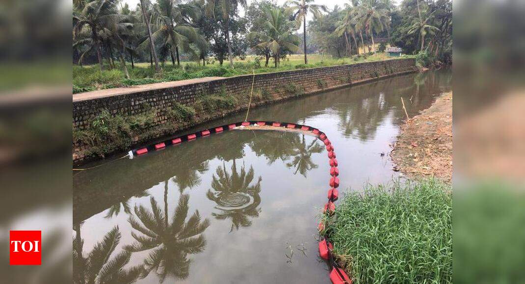 Floating trash barrier prevents 5 tonnes of waste from getting into sea