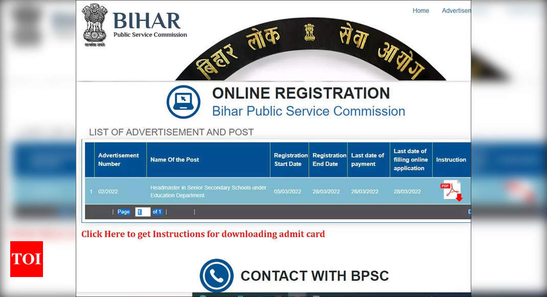 Headmaster Recruitment 2022: BPSC application for 6421 vacancies closes today, apply at onlinebpsc.bihar.gov.in – Times of India