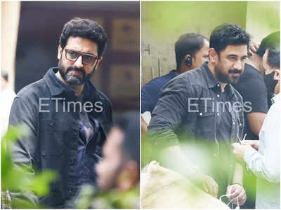 Exclusive photos: Abhishek Bachchan and Amit Sadh get snapped while shooting for their next in the city