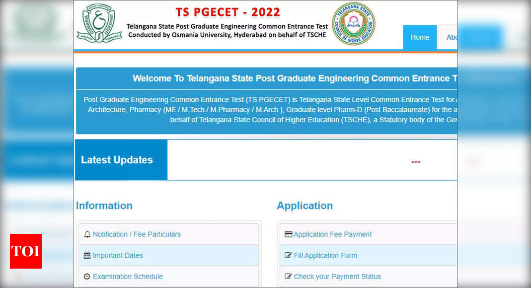 TS PGECET 2022 Application Registration Begins Today At Pgecet.tsche.ac ...