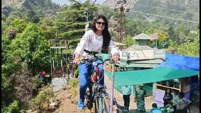 Sky cycling facility opens for tourists at Nainital's Cave Garden