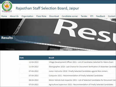 RSMSSB VDO 2021 result announced @rsmssb.rajasthan.gov.in; download here
