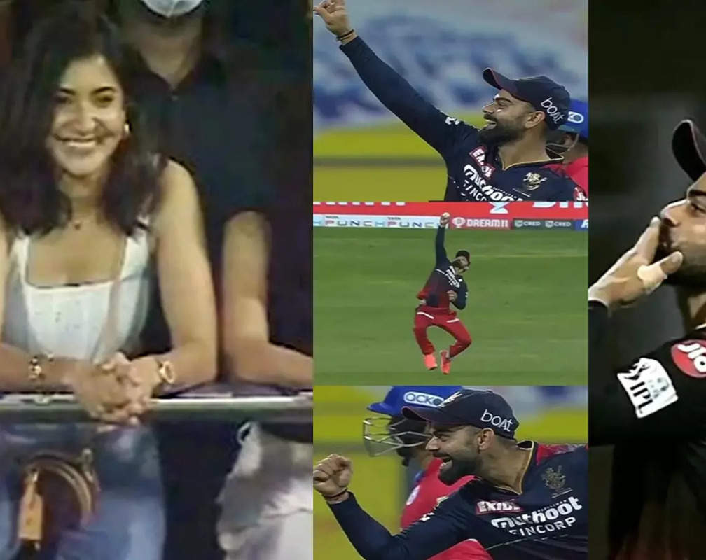 
Anushka Sharma can't stop blushing and smiling as hubby Virat Kohli waves at her after taking one-handed blinder during an IPL match, fans react
