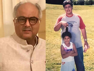 Boney Kapoor shares an unseen childhood pic of Arjun Kapoor and Janhvi Kapoor from the sets of ‘Khushi’; Shanaya reacts