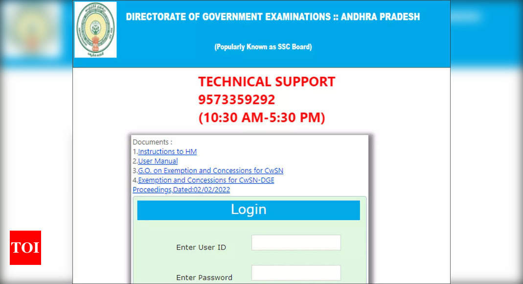 AP SSC hall ticket 2022 released at bse.ap.gov.in; download here – Times of India