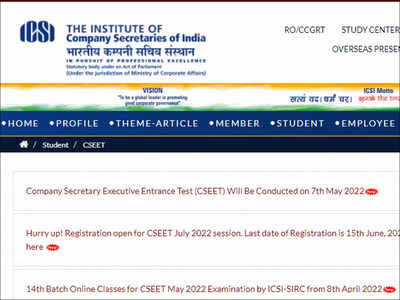 ICSI CSEET 2022 to be held on May 7, admit card soon at icsi.edu