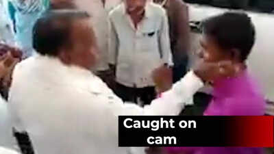 On cam: Pavagada Congress MLA slaps youth for asking him to fix roads in his village
