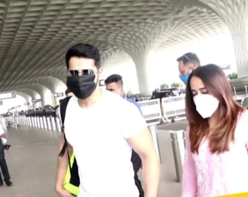 
Varun Dhawan spotted with wife Natasha at Mumbai airport
